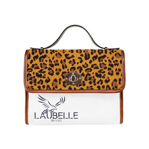 LauBelle - Waterproof Leopard Print Messenger Bag - Crossbody Satchel - White/Brown