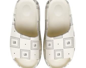 Unisex Cloud Slides with LB Print, Thick Cushioned Pillow Slides, Comfy House and Pool Sandals, LauBelle Gift for Her or Him