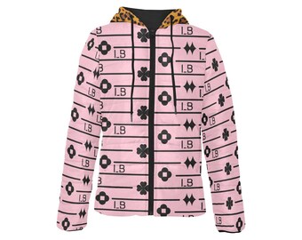 LauBelle - Womens Padded Hooded Jacket (h46) - Pink and Black
