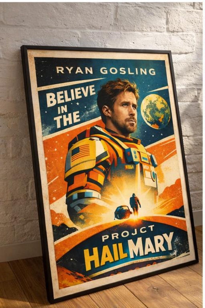 Retro Sci Fi Poster, Project Hail Mary Art Print, Vintage Space Wall ...