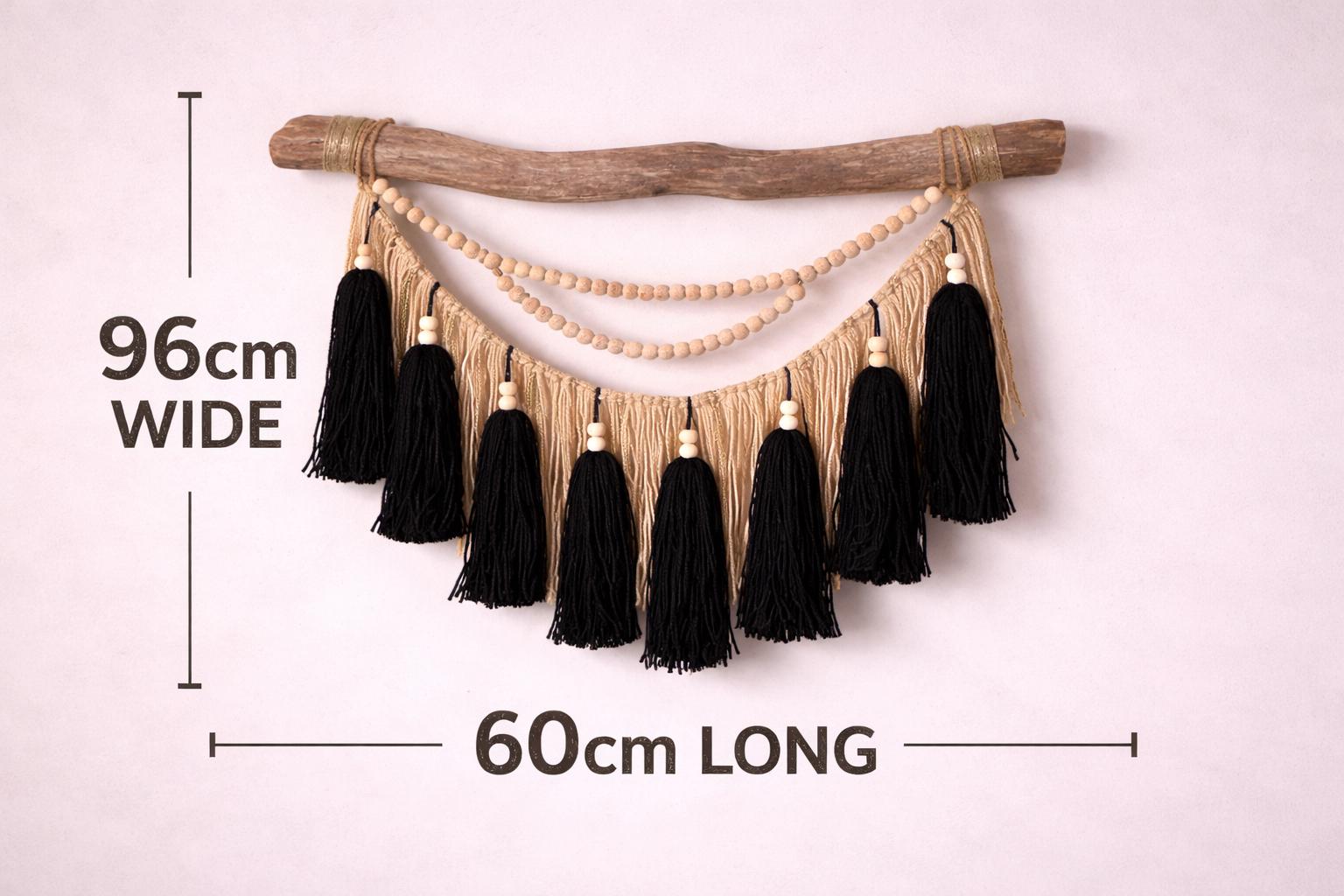 Boho Macrame Wall Hanging With Tassels & Wooden Beads, Handmade ...