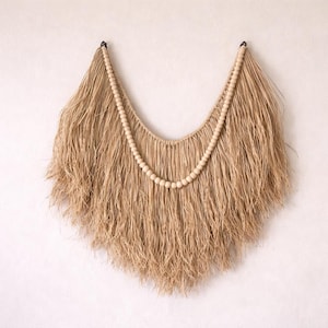 Handgefertigter Wandbehang aus Bast, Küsten-Boho-Grasdekor, großes natürliches Strandhaus-Kunstwerk