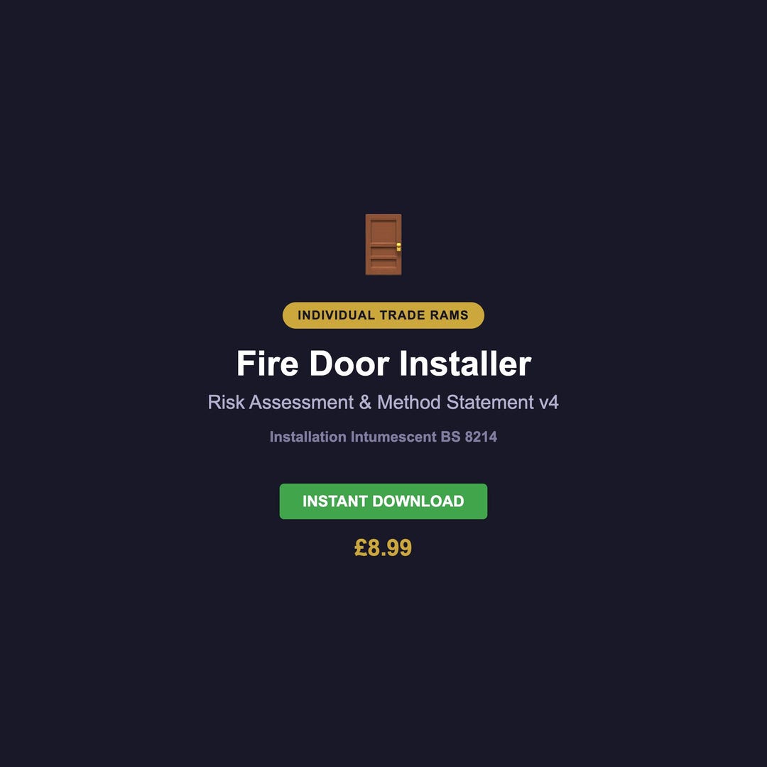 Fire Door Installer RAMS Template V4 - Risk Assessment Method Statement ...