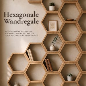 Eikenhouten wandplank, zeshoekig – zeshoekige honingraatplank gemaakt van massief hout met epoxyhars, moderne handgemaakte houten plank