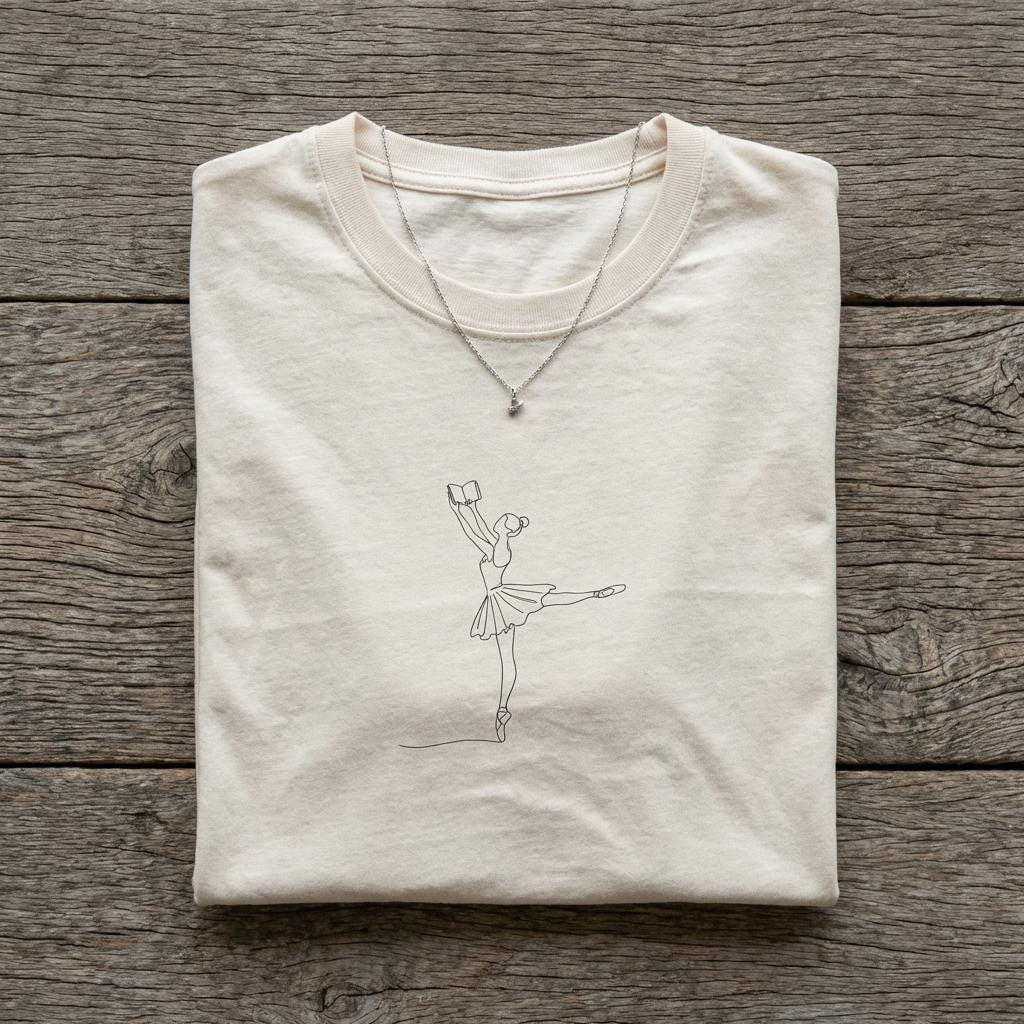 Ballerina Book Boxy Tee, Comfort Colors T-Shirt, Book Lover Gift, Minimalist Dance Lover Shirt, Balletcore Tee
