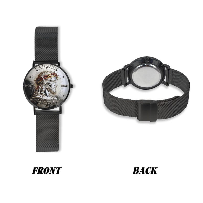 Men's Custom YAHWEH Psalm Of John 40MM All Stainless Steel Monogram Quartz Watch