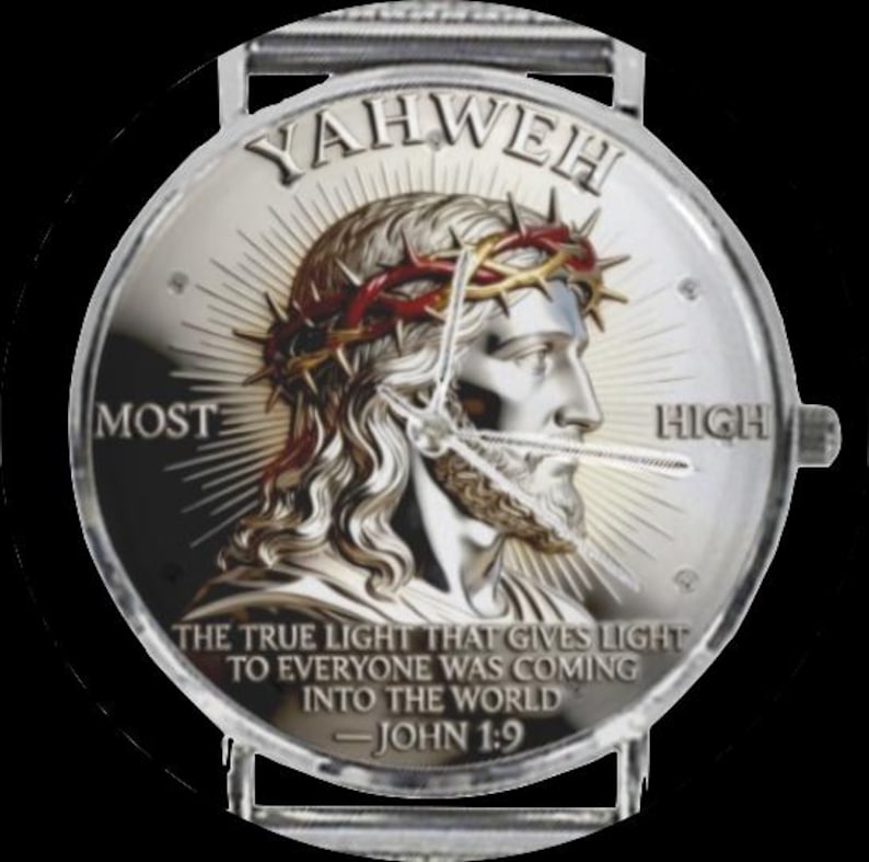 Men's Custom YAHWEH Psalm Of John 40MM All Stainless Steel Monogram Quartz Watch