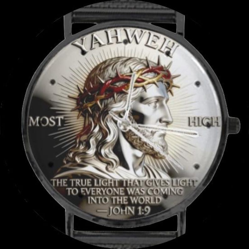 Men's Custom YAHWEH Psalm Of John 40MM All Stainless Steel Monogram Quartz Watch