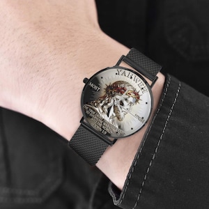 Men's Custom YAHWEH Psalm Of John 40MM All Stainless Steel Monogram Quartz Watch