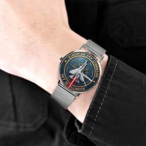 European Sky Command Custom 40MM Military All Stainless Steel Monogram Watch
