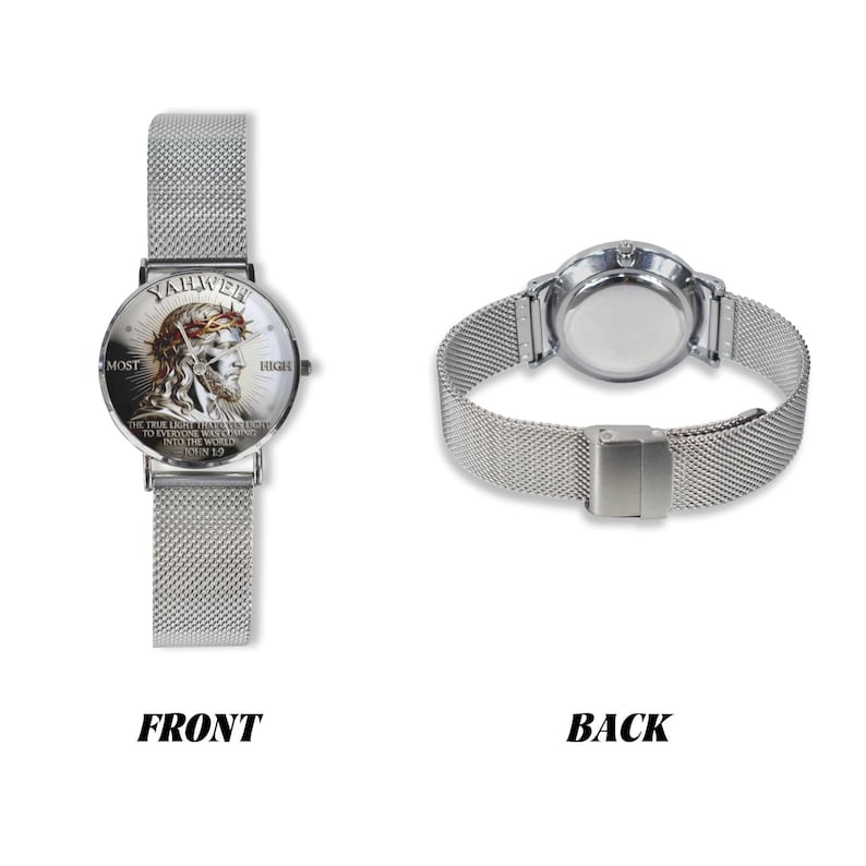 Men's Custom YAHWEH Psalm Of John 40MM All Stainless Steel Monogram Quartz Watch