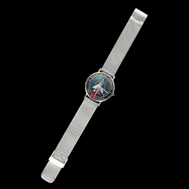European Sky Command Custom 40MM Military All Stainless Steel Monogram Watch