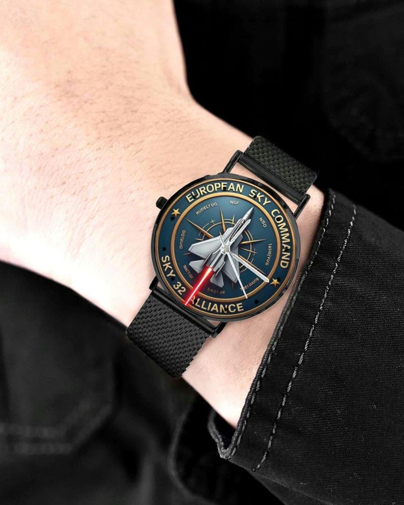 European Sky Command Custom 40MM Military All Stainless Steel Monogram Watch