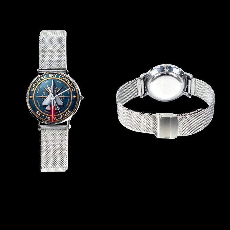 European Sky Command Custom 40MM Military All Stainless Steel Monogram Watch