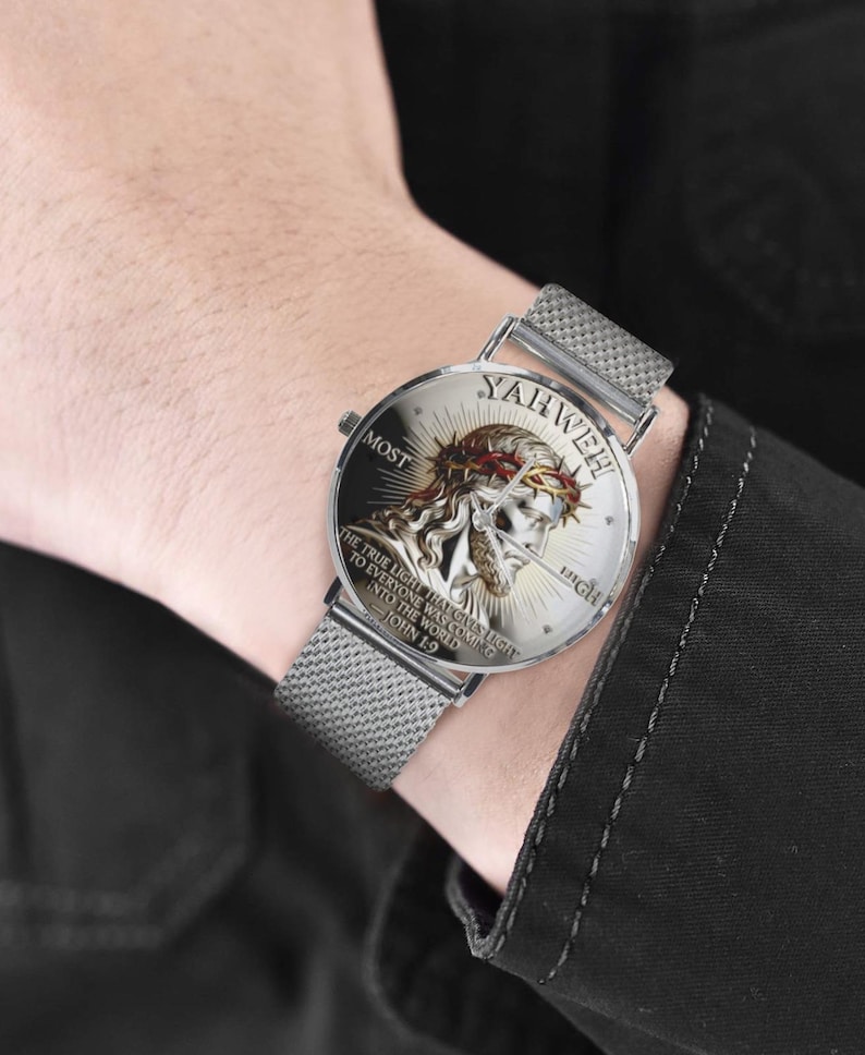 Men's Custom YAHWEH Psalm Of John 40MM All Stainless Steel Monogram Quartz Watch