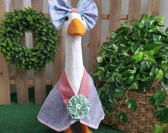 Concrete Porch Goose Outfit With Matching Bow Fits 28"- 30"