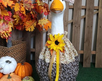 28" - 30" Porch Goose Fall Dress & Bow Set Autumn