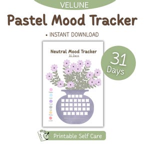Pastel Mood Tracker, 31 Day Self Care Planner (Digital Download)