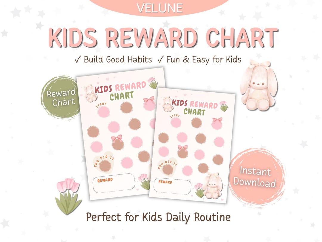 Bunny Kids Reward Chart | Pastel Behavior Chore Toddler Routine ...