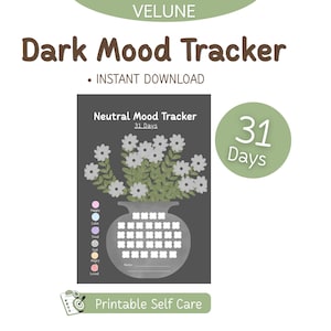 Dark Mood Tracker Printable, 31 Day Self Care Journal (Digital Download)