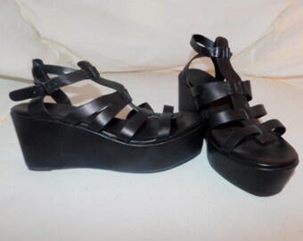 Rag & Co. Size -10, Black Wedge Sandals, NEW