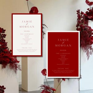 アシュフォードの結婚式プログラムテンプレート – ミニマルなオールドマネー式典プログラム（デジタルダウンロード）