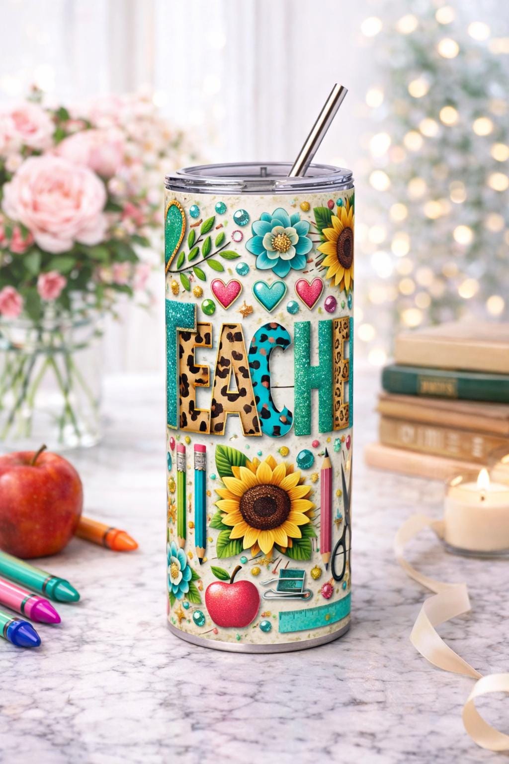 Best Teacher Ever 20oz Skinny Tumbler | Teacher Gift | End of Year ...