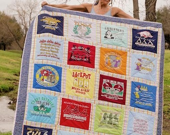 Custom T-Shirt Quilt Keepsake | Memory Blanket from Your Shirts | Graduation Sports Quilt