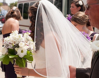 CATHEDRAL CASCADING Veil with Satin Ribbon, bridal veil, wedding veil, champagne, ivory, diamond white, floating veil,