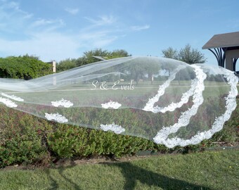 Chapel Length Veil with Lace and appliques