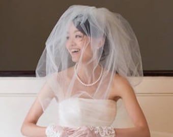 2-Tier Bubble Veil, wedding veil, bridal veil, wedding veil ivory, wedding veil plain, plain bridal veil