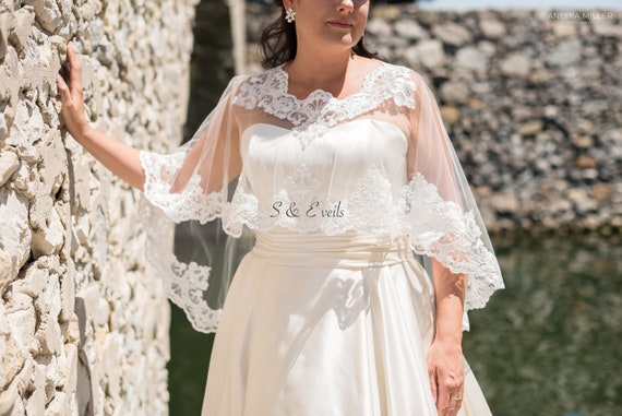 Bridal Cape With Lace Edge Cover Up Etsy