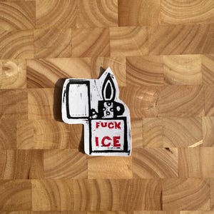 Anti-Ice Lighter Ironable Patch - Hand Printed Linocut Print