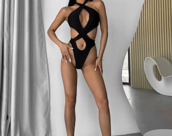 Costume da bagno intero, monokini - Tessuto opaco italiano, vestibilità che valorizza la figura, design minimalista, abbigliamento da spiaggia estivo da donna