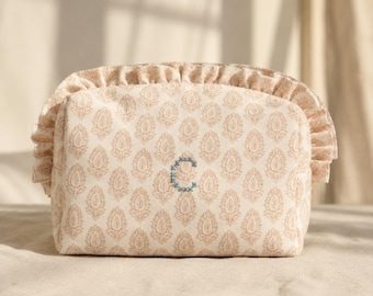 Personalized Makeup Bag | Custom Toiletry Bag | Bridesmaid Gift | Travel Cosmetic Bag | Embroidered Initial Makeup Pouch | Gift for Her