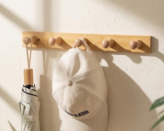 Handcrafted Ash Wood Peg Rail, Wall Mounted Coat Rack, Entryway Organizer, Natural Wood Hanger