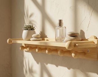 Solid Wood Coat Rack with Shelf Scandi Entryway Organizer