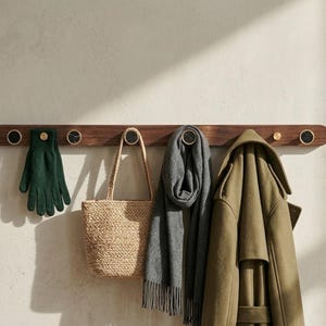 Patères en laiton noyer avec incrustation de coquillages naturels Support mural décoratif solide