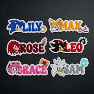 Puede incluir: Parches bordados con personajes de una popular serie de videojuegos. Cada parche tiene la imagen de un personaje y un nombre: Lily, Max, Rose, Leo, Grace y Sam. Los parches son de varios colores, incluyendo azul, naranja, rojo, negro, rosa y plateado.