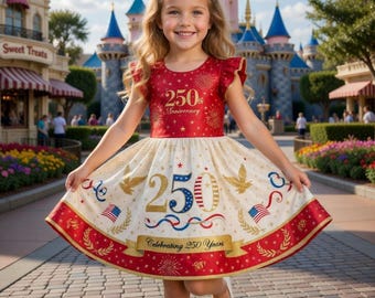Patriotic 250th Anniversary Dress, USA Celebration Girls Outfit, Independence Party Dress Custom Gift