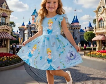 Cinderella Princess Toddler Dress, Fairytale Disney Girls Outfit, Magical Party Dress Custom Gift