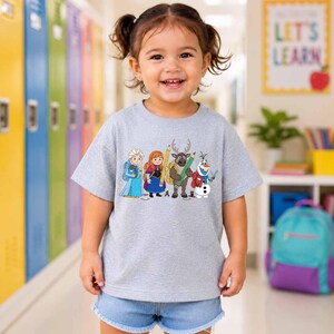 Camiseta infantil de Frozen Friends para la vuelta al cole, camiseta escolar de la Princesa de las Nieves para niños y niñas. imagen 2