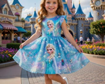 Elsa Frozen Princess Dress, Glitter Girls Toddler Outfit, Magical Birthday Party Dress Custom Gift