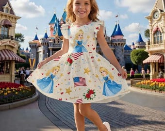 Prinzessin Amerika Mädchenkleid, Vaterländisches Märchen-Geburtstags-Outfit, niedliches Partykleid