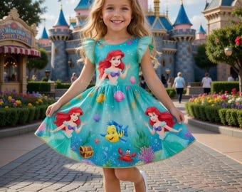 Little Mermaid Toddler Dress, Ariel Princess Girls Outfit, Under The Sea Party Dress Custom Gift