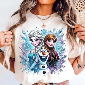 Frozen Shirt, Elsa Anna Olaf Winter Disney Princess Graphic Tee image 1