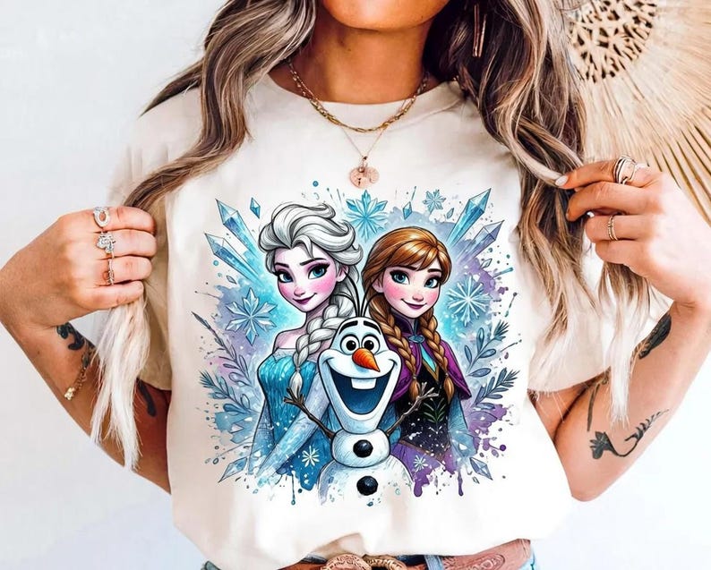 Frozen Shirt, Elsa Anna Olaf Winter Disney Princess Graphic Tee image 1