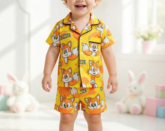 Tails Toddler Pajama Set, Sonic Kids Sleepwear, Cute Cartoon PJ Outfit