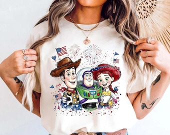 Chemise Toy Story 4 juillet, t-shirt Woody Buzz Jessie Jour de l'indépendance patriotique