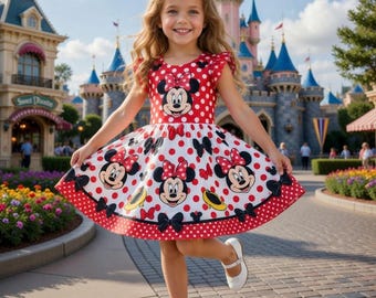 Minnie Mouse Toddler Dress, Disney Polka Dot Girls Outfit, Cute Party Dress Custom Gift